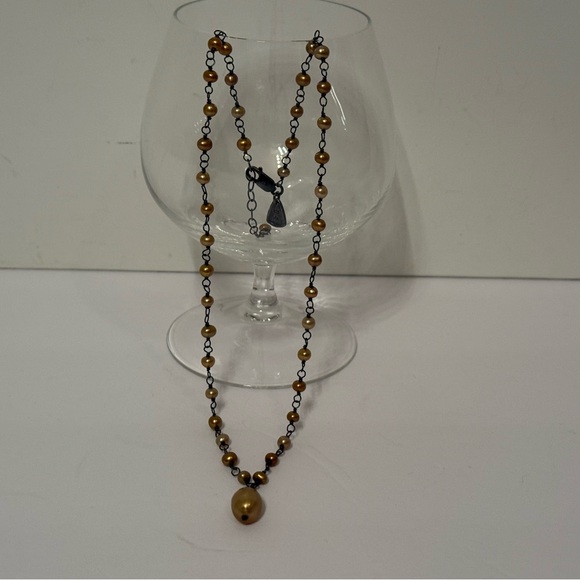 SILPADA NECKLACE OXIDIZED STERLING SILVER 925 LINKS COPPER FRESHWATER PEARLS 17” - Picture 7 of 9